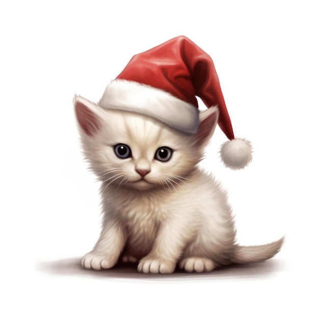 Chaton balinais portant un bonnet de Noel