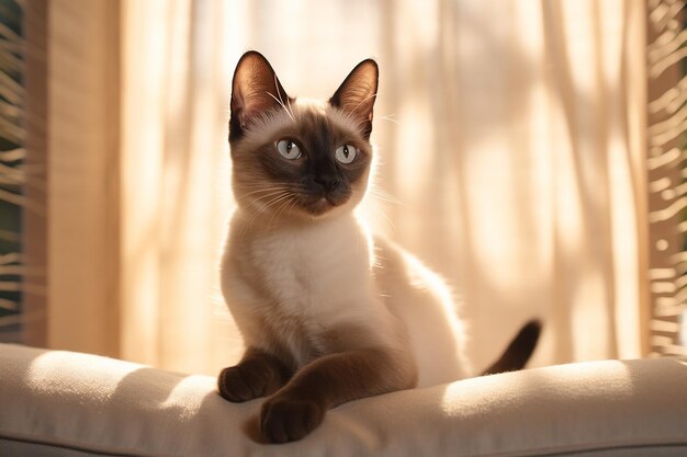 Un chaton blanc et moelleux aux yeux bleus