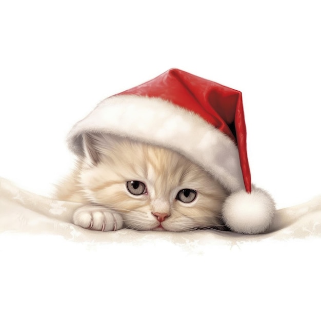 Chaton Colorpoint Shorthair portant un chapeau de Père Noël