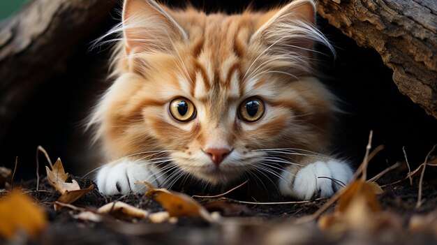 Un chaton domestique mignon est assis à la fenêtre et regarde à l'extérieur de l'IA générative