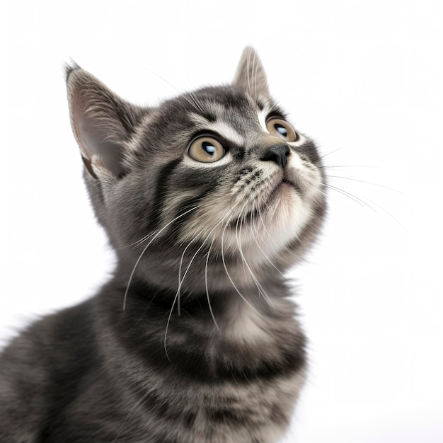 Chaton drôle ludique en levant isolé sur fond blanc générer ai