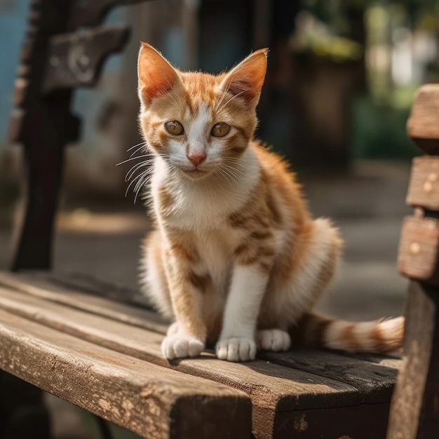 Chaton errant sur un banc