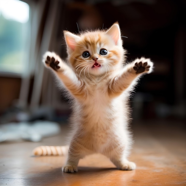 Un chaton extrêmement mignon dansant un ballet