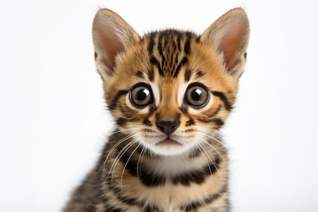 Un chaton avec un fond blanc