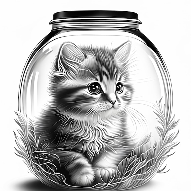 Chaton mignon Coloriage pour adultes Coloriage pour enfants