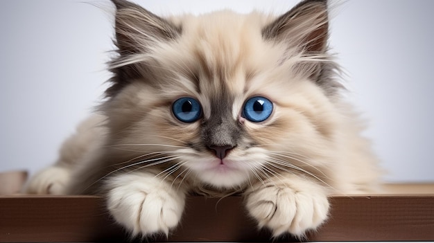 Un chaton mignon avec des yeux violets.