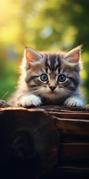 un chaton avec un nez rose et des moustaches blanches