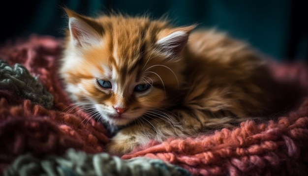 Chaton pelucheux jouant avec des yeux curieux générés par l'IA