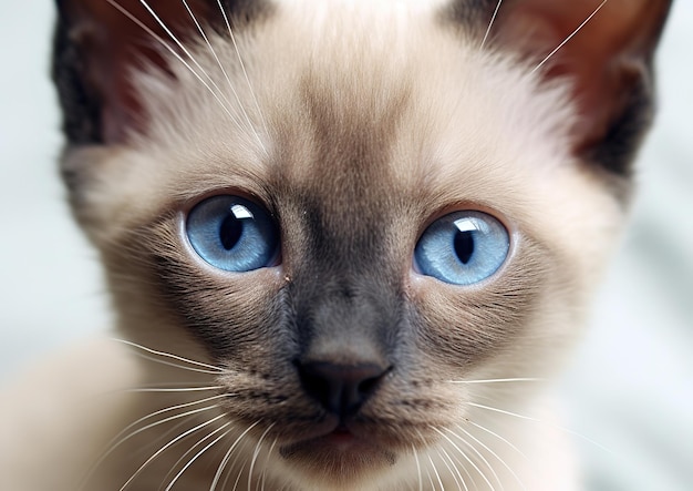 Un chaton thaïlandais sur un fond blanc