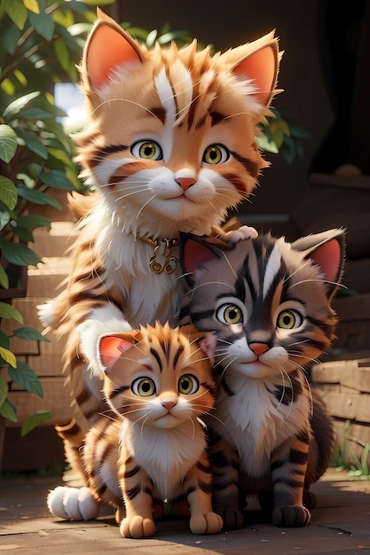 chatons de style animation 3d jouant