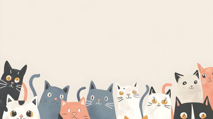 Photo des chats colorés dans une scène de studio minimale pastel