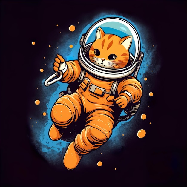 Des chats super-héros dans l'espace avec un spacesui