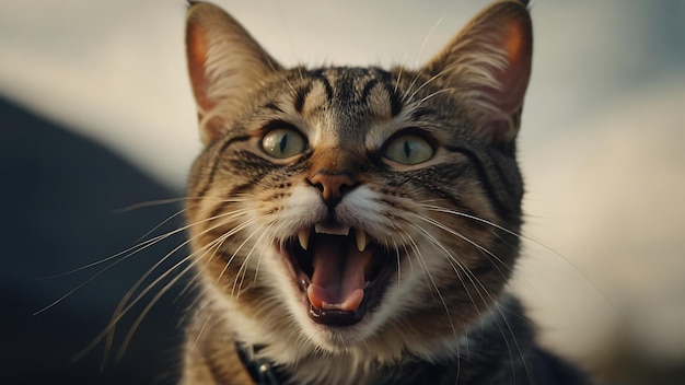 Une chatte surprise Un chat mignon portant des lunettes Des chats prenant un selfie sur un fond flou AI générative