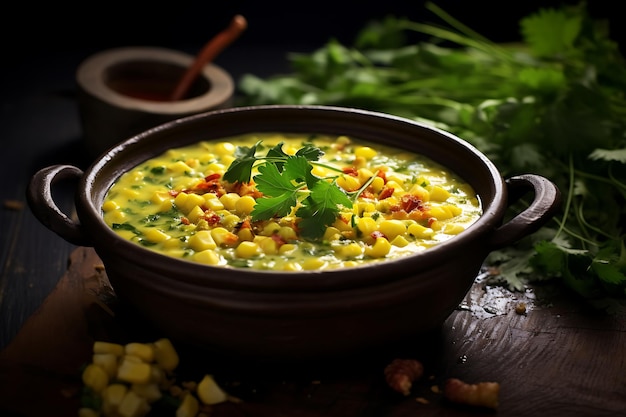 Chaudrée de maïs aux pois cassés recette végétalienne photo de nourriture