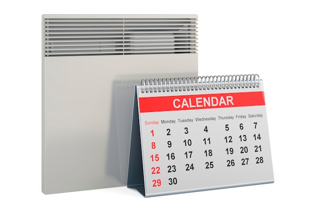 Chauffage à convection avec calendrier de bureau rendu 3D