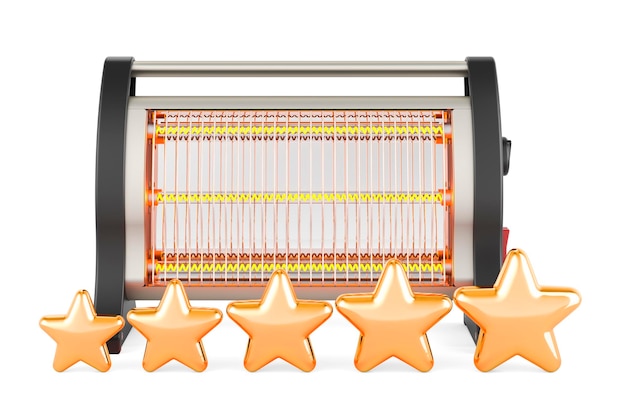 Chauffage infrarouge avec cinq étoiles dorées rendu 3D