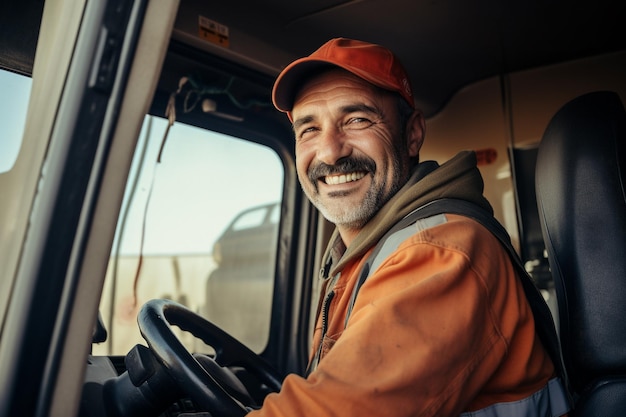 Un chauffeur de camion souriant