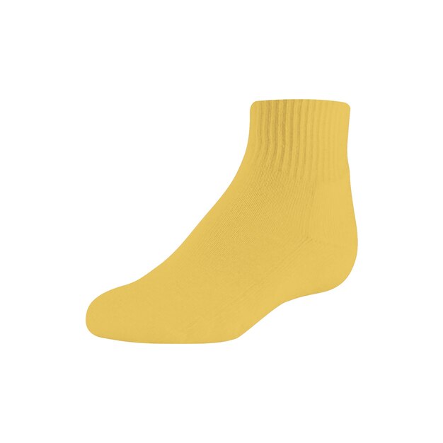 Une chaussette jaune sur fond blanc, pur