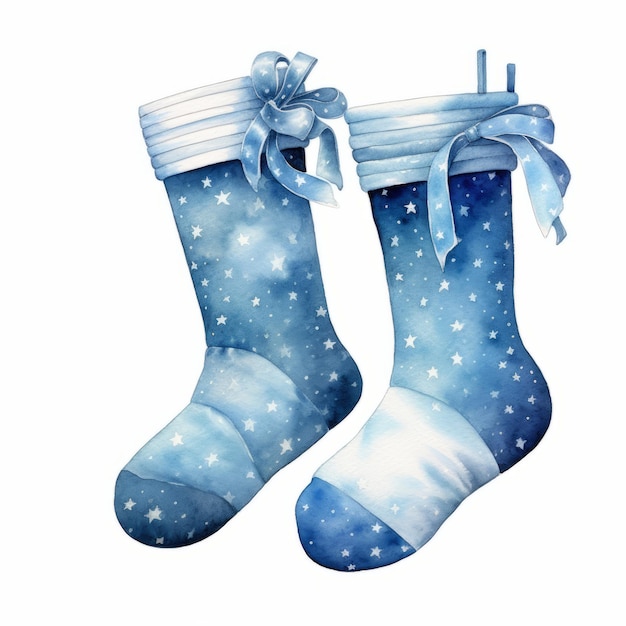 La chaussette de Noël à l'aquarelle isolée