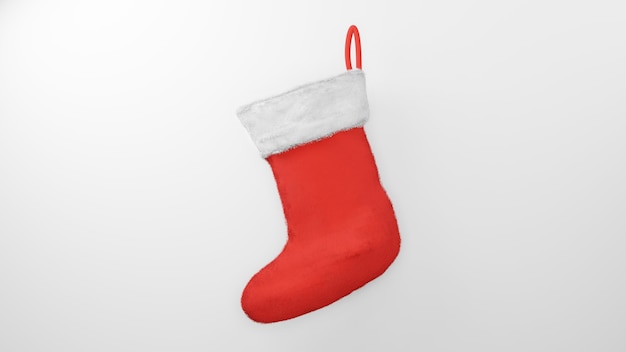 Chaussette De Père Noël Rouge Sur Blanc