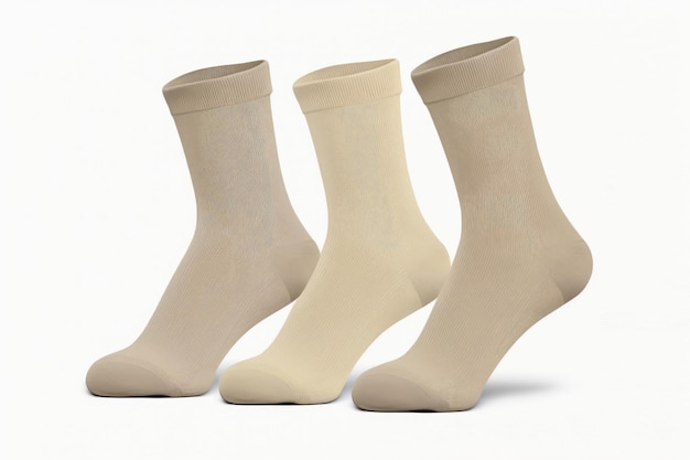 Chaussettes beige clair isolé sur fond blanc ensemble de chaussettes créées avec générative ai