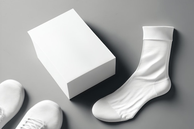 Photo chaussettes blanches branding mockup génération ai