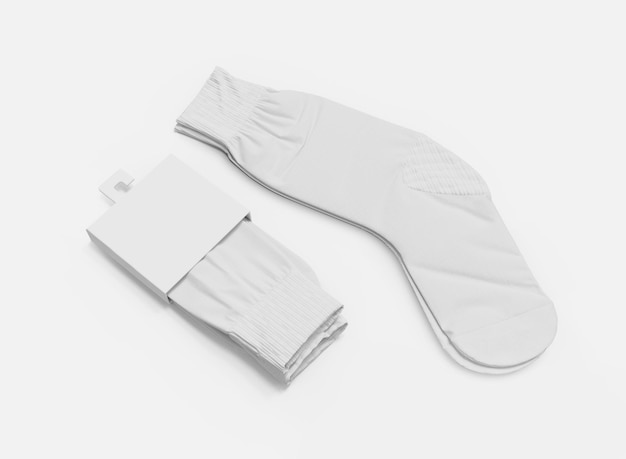 Chaussettes blanches ensemble maquette isolé paquet chaussettes rendu 3d