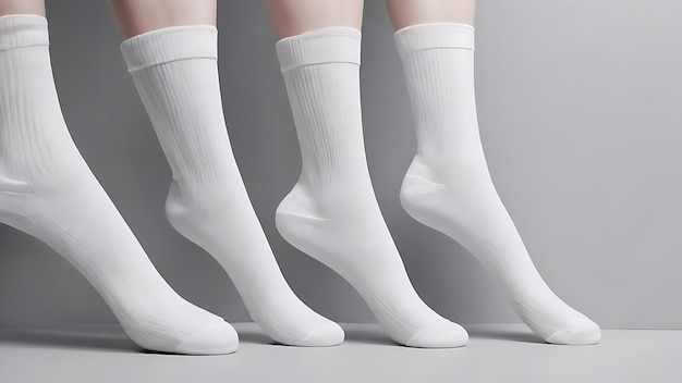 Photo des chaussettes blanches sur fond blanc.