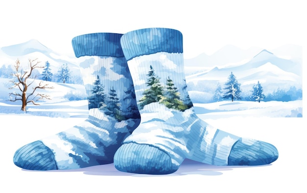 Des chaussettes d'hiver sur fond blanc