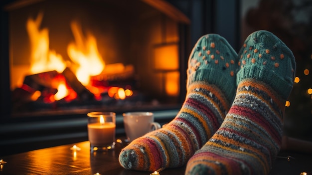 Des chaussettes de laine à la maison