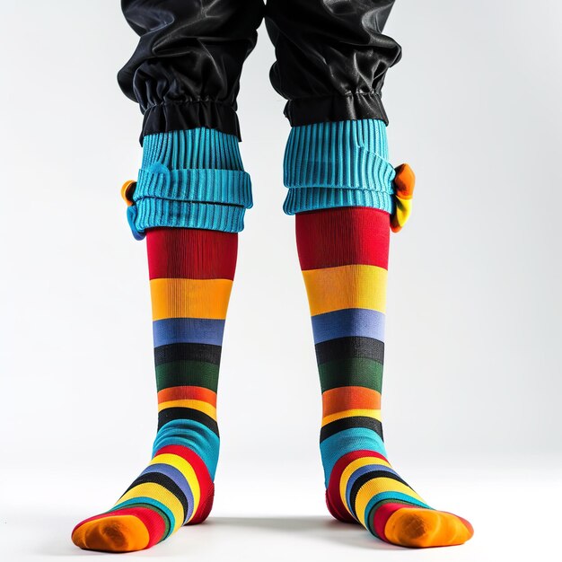 Des chaussettes Stilt Walker isolées sur fond blanc