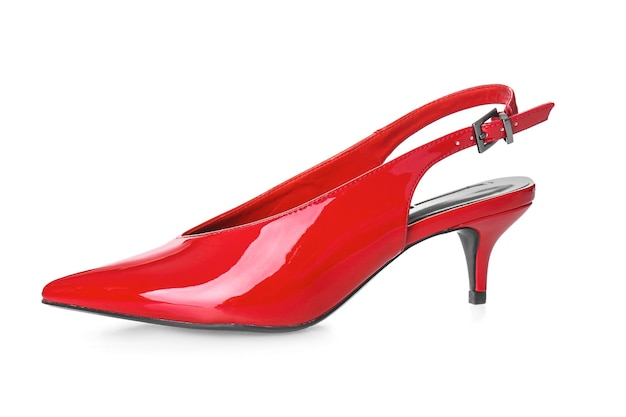 Chaussure femme rouge sur fond blanc