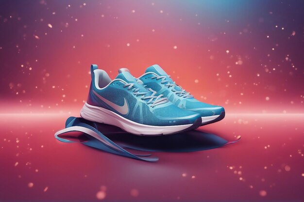 Chaussure sur fond abstrait style réaliste Chaussures de sport pour la course à pied ou la marche générées par l'IA