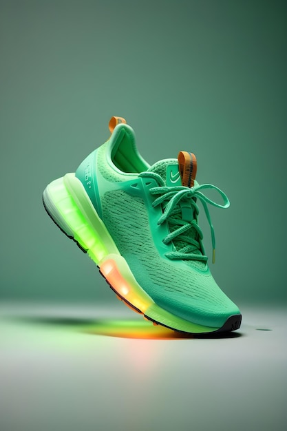 Chaussure de sport de couleur verte créée avec Generative AI
