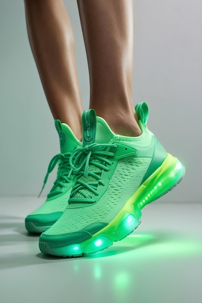 Chaussure de sport de couleur verte créée avec Generative AI