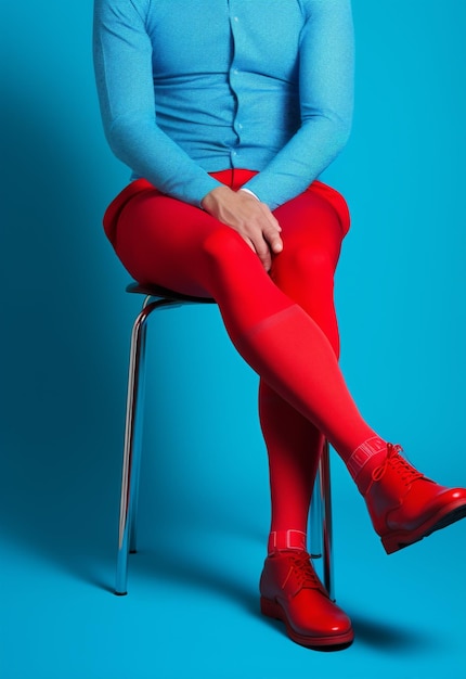 Chaussure de style tendance femme personne moderne concept rouge style de vie couleur bleu à la mode