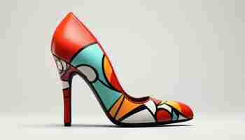 Photo une chaussure à talons hauts colorés avec un dessin coloré sur le bas