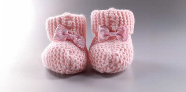Chaussures artisanales pour nouveau-nés sur fond gris