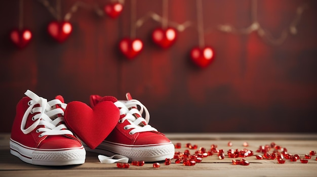 Les chaussures et un cœur pour la Saint-Valentin