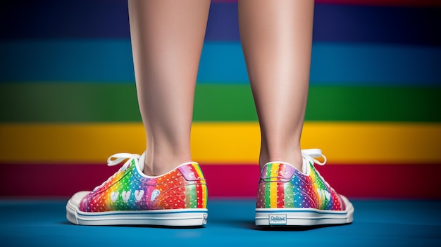 Photo des chaussures colorées une commission photoréaliste dans le style lovecore