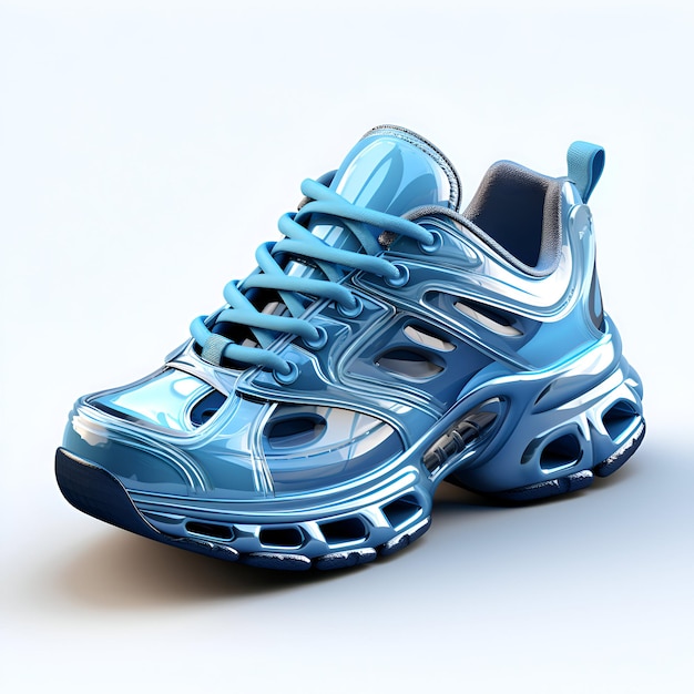 Des chaussures de course bleues isolées sur un fond blanc illustration de rendu 3D