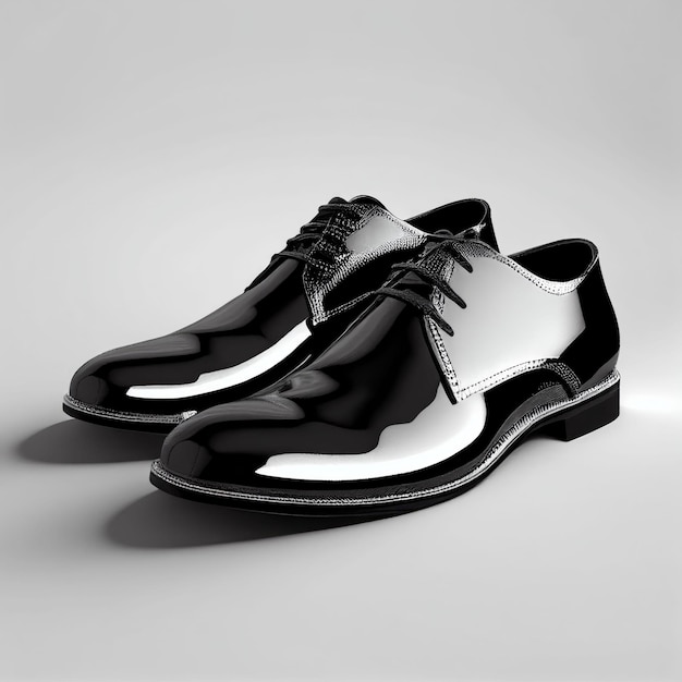 Chaussures en cuir noir au design moderne brillant sur fond blanc Créé avec la technologie Generative AI