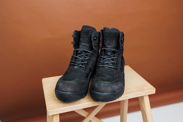 Chaussures en cuir pour hommes bottes d'hiver pour hommes noires Chaussures Trail