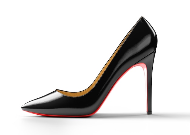 Photo chaussures femme noires à semelles rouges. illustration de rendu 3d.