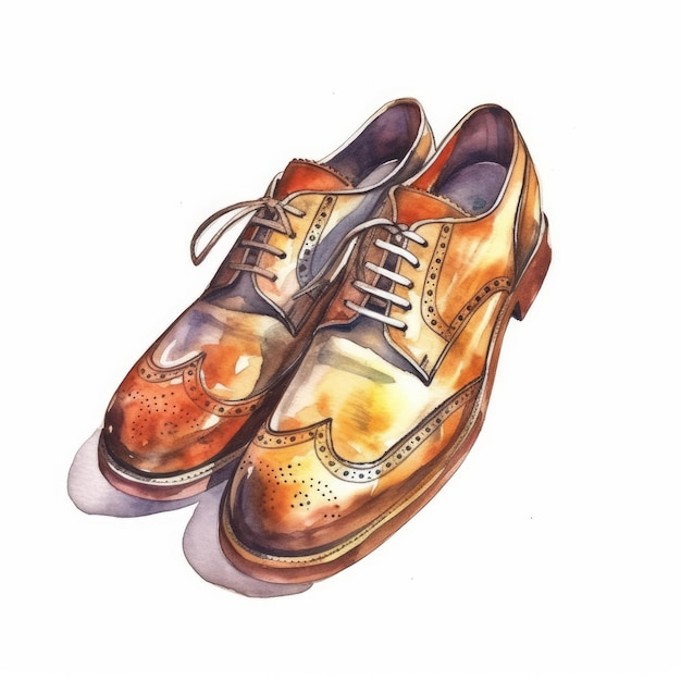 Chaussures homme style vintage sur fond blanc IA générative