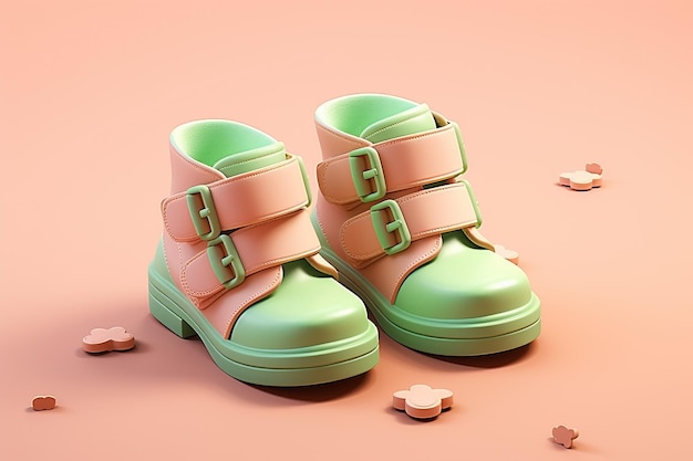 Des chaussures de leprechaun ludiques avec des boucles et des joues roses rendent l'icône en argile 3D