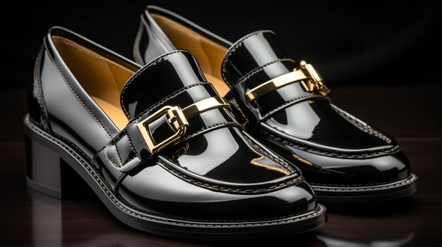 Chaussures Loafer féminines sur fond sombre