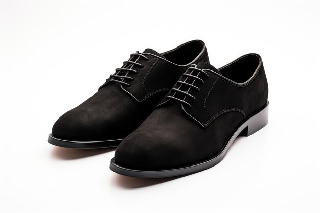 Chaussures noires Une paire de chaussures noirs reposant sur un fond blanc propre Les chaussures sont élégantes et élégantes présentant un design classique sur fond blanc ou PNG transparent