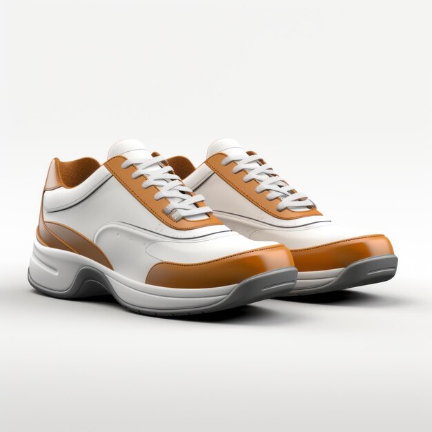 Chaussures orange et blanches pour hommes 39s Rendering réaliste avec un design simplifié