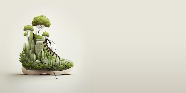 Chaussures avec des plantes et le paysage urbain Generative AI